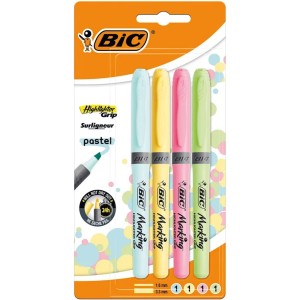 Zakreślacze Bic Highlighter Grip pastelowe 4 kolory