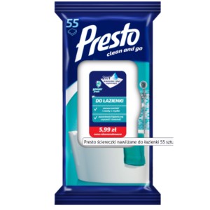 Presto ściereczki nawilżane do łazienki 55szt.