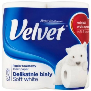 VELVET Delikatnie biały papier toaletowy 4 rolki