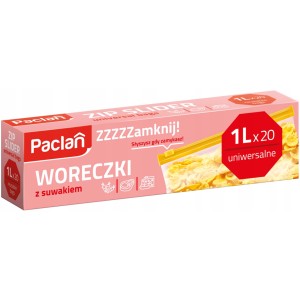 Paclan Woreczki strunowe z suwakiem 1L 20 sztuk