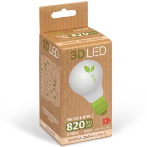 Żarówka 3D LED ECO E27 zimna biała 9W 820 lm