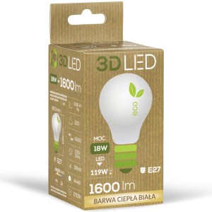 Żarówka 3D LED ECO E27 ciepła biała 18W 1600 lm